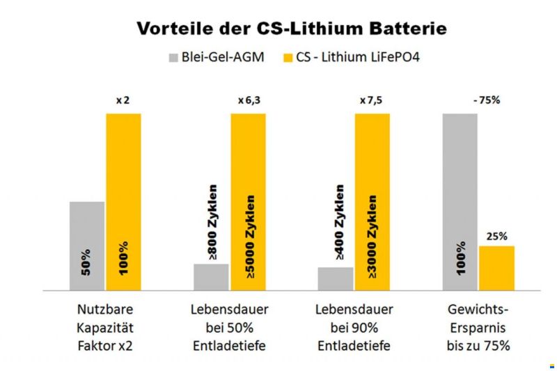 CS-Batteries 12V 100Ah Lithium LiFePO4 Batterie für B