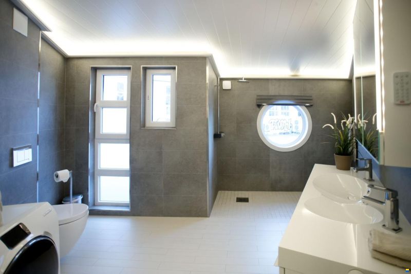 Grey Floating House Houseboat