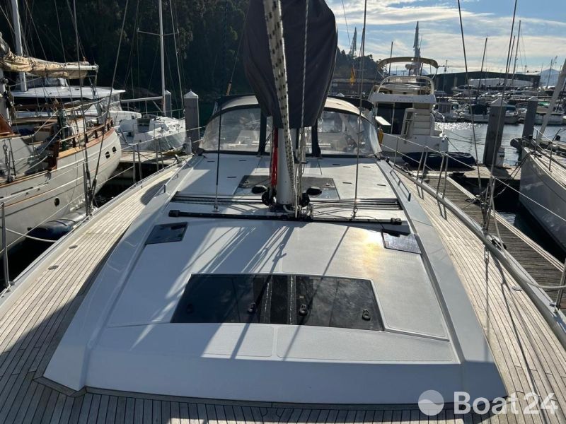 Hanse 510 yacht, 2022 model, docked at marina with other boats.