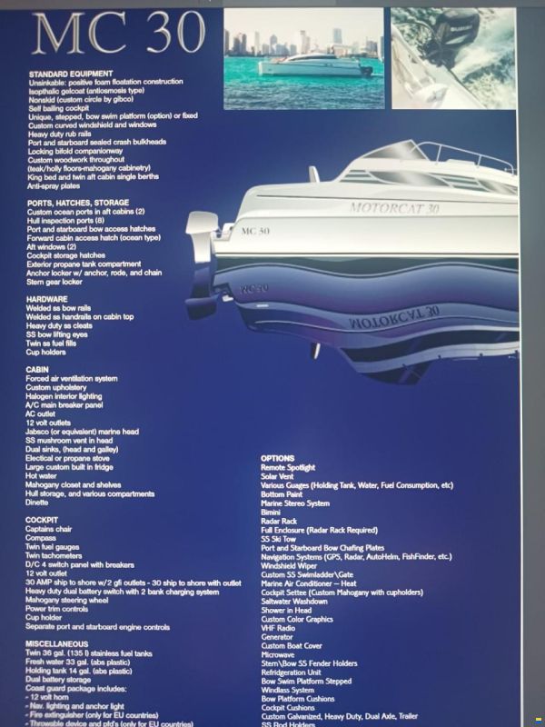 Bond Yachts MC30 Motorcat