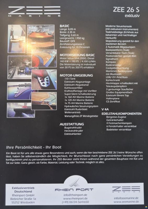 ZEE Marine Motorboot ZEE 26 S