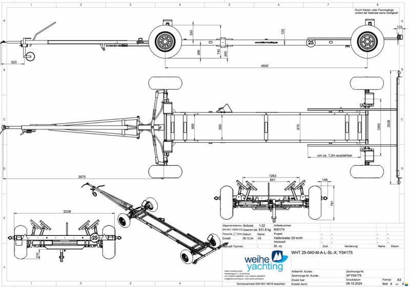 Weihe Yachting Bootstrailer 25 km/h, 4t
