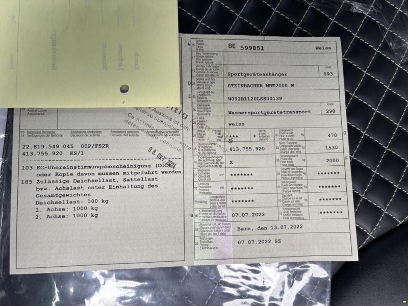 Steinbacher Fahrzeugbau Skiboot Trailer MBT 2000 W