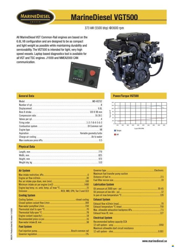 Bukh Diesel Marine Diesel VGT 500 V8 6.6 l Turbo