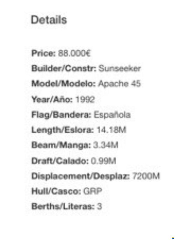 Sunseeker Apache 45