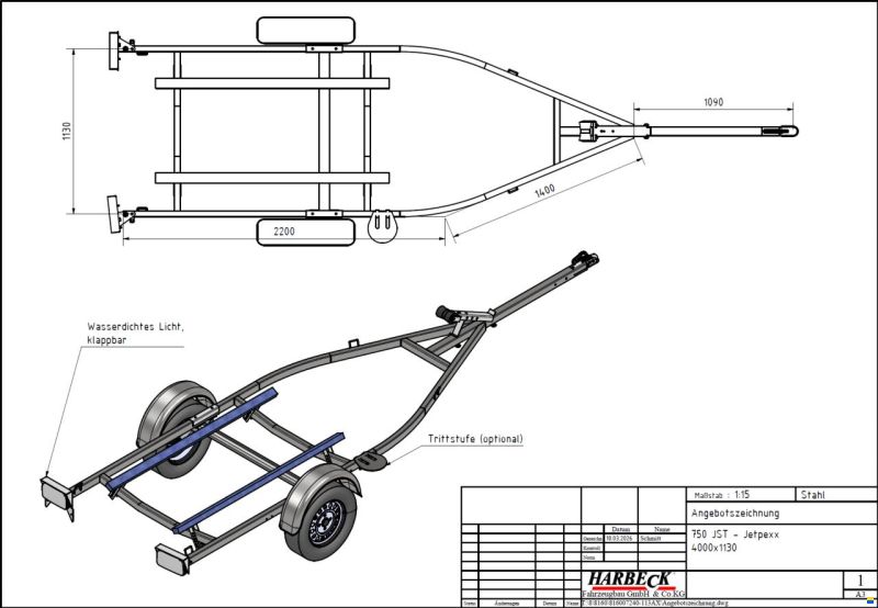 Harbeck 750kg Jetski Trailer - JetPexx by Harbec