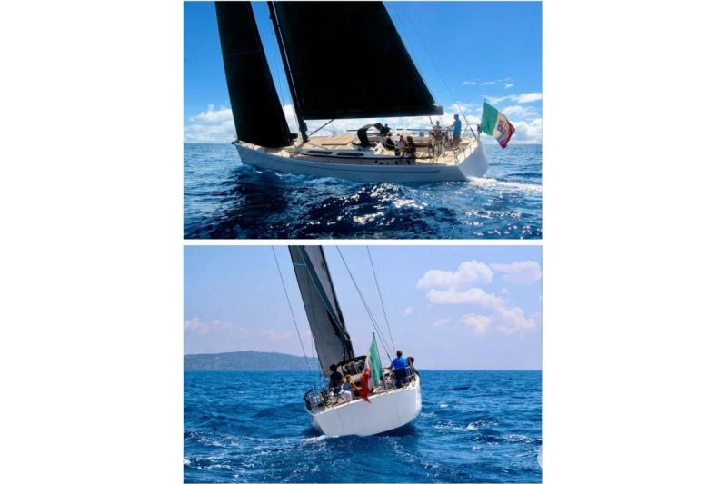 Sailing yacht Baltic 60 (2005) cruising on open sea under clear skies.