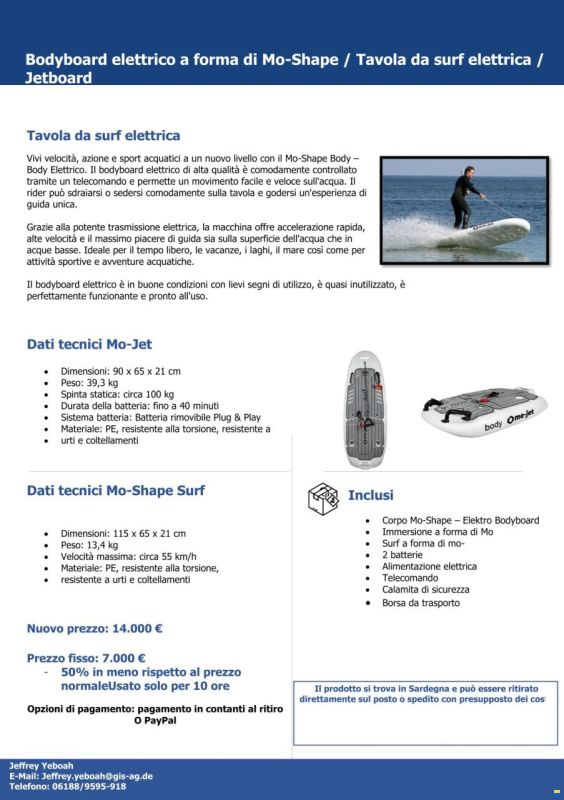 Mo-Shape Elektro Bodyboard / Jetboard