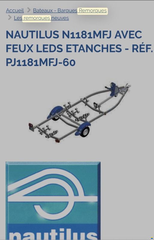 Nautilus (FR) Remorque PJ1181MFJ 60