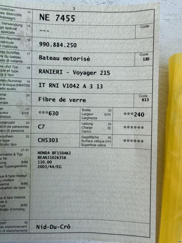 Ranieri 21S expertisé