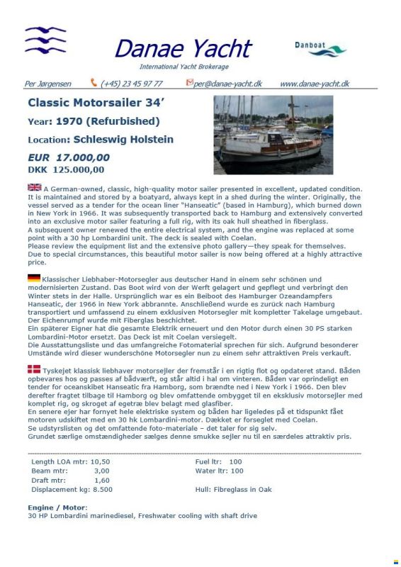 Classic Yachten Traditionssegler 10,50 Meter