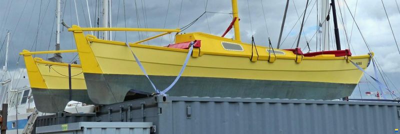 Amateur Wharram Tiki 26 catamaran