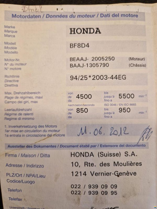 Honda Moteur 8CV hors-bord Honda BF8D