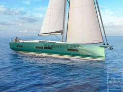 Sailing yacht Hanse 510, 2022 model, gliding on open sea with clear skies.