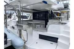 2022 Leopard 45 yacht with spacious deck and modern seating area.