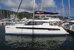 Leopard 50 catamaran yacht docked at marina, 2022 model.
