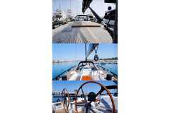 2005 Baltic 60 yacht deck and helm views in marina setting.