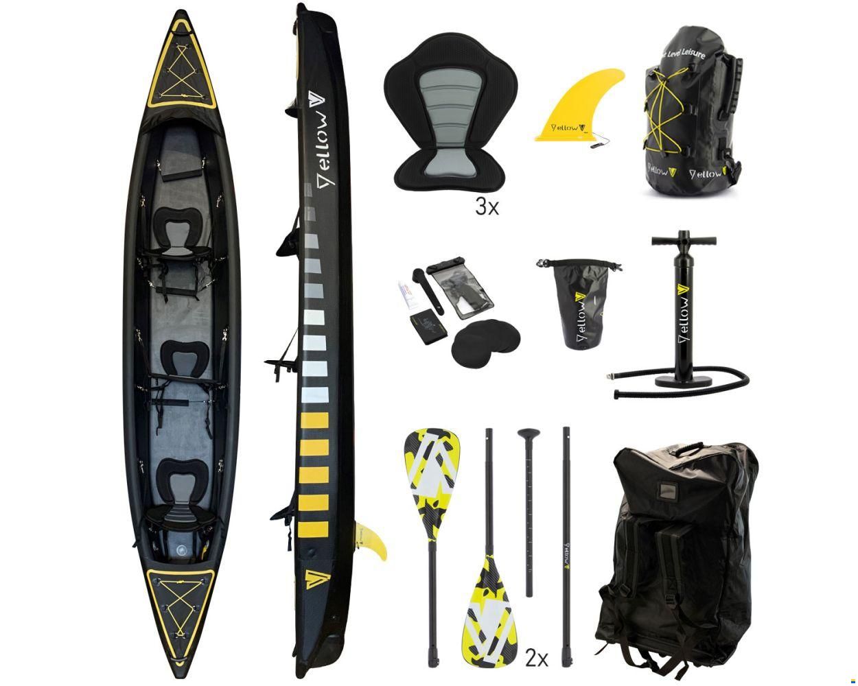 Yellow V Aufblasbares Kajak für 3 Personen