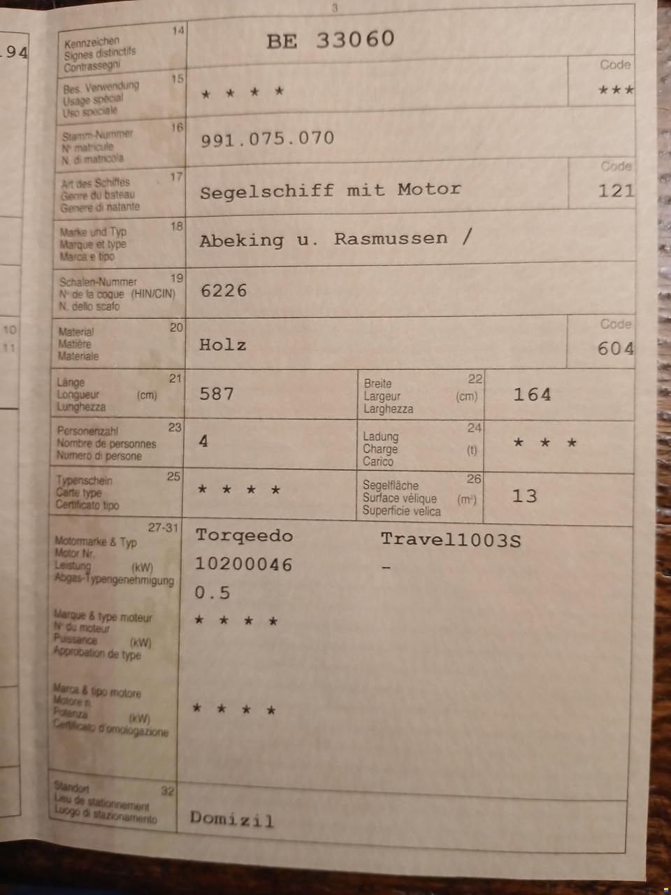 Hansajolle von Abeking & Rasmussen