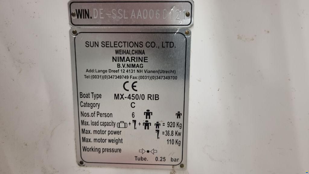 Nimarine MX 450 RIB (2021) met Suzuki DF40A en tr