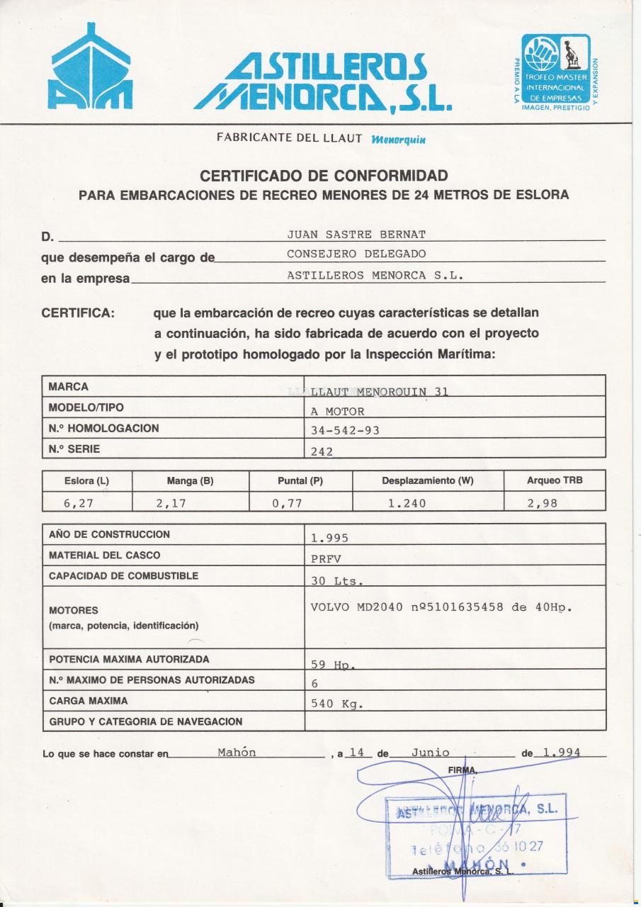 Menorquin 31 / Astilleros Menorca SL