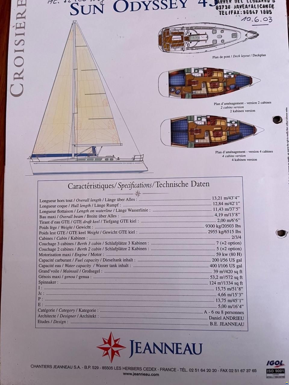 Jeanneau Sun Odissey 43