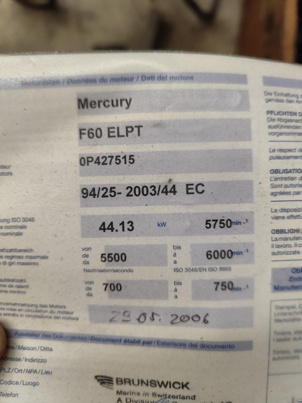 Mercury F60 ELPT