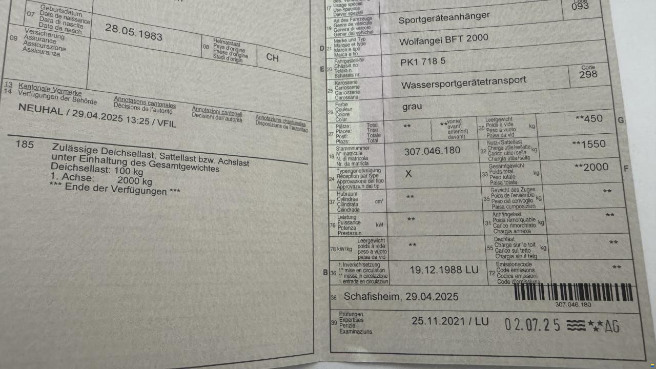 Wolfangel Segelboot Trailer Wolfangel BFT 2000