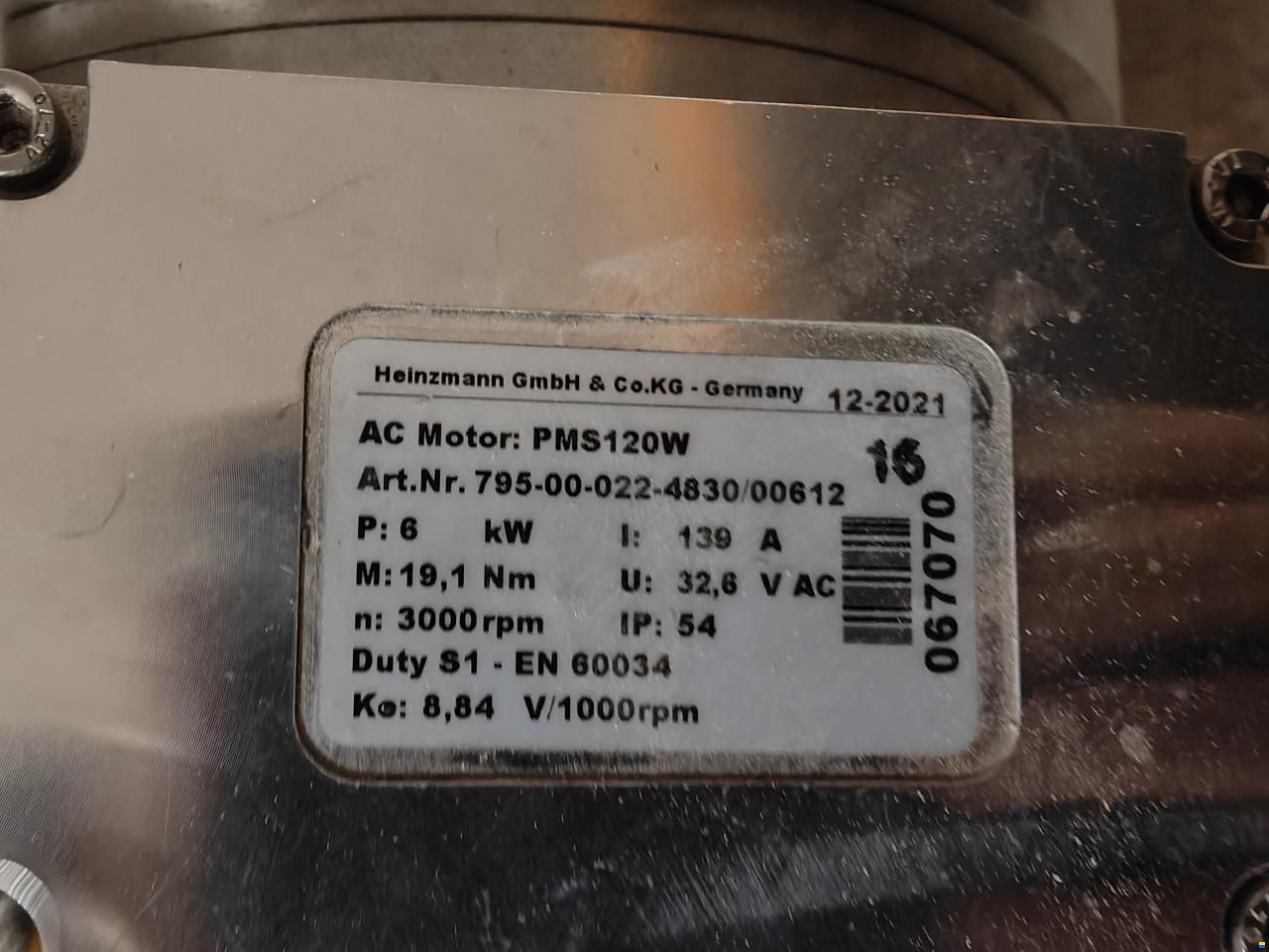 Neuwertiger Heinzmann Elektromotor 6 kW