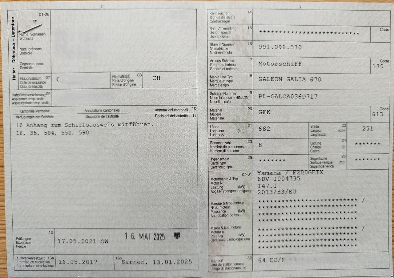 Galia 670 Middle Cabin
