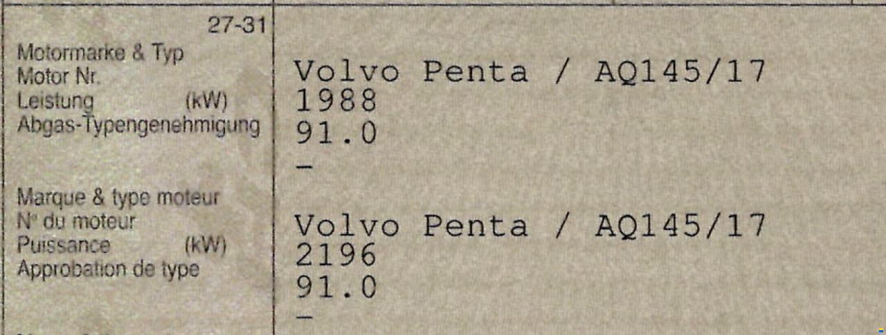 Volvo Penta AQ145A inkl. Sterndrive