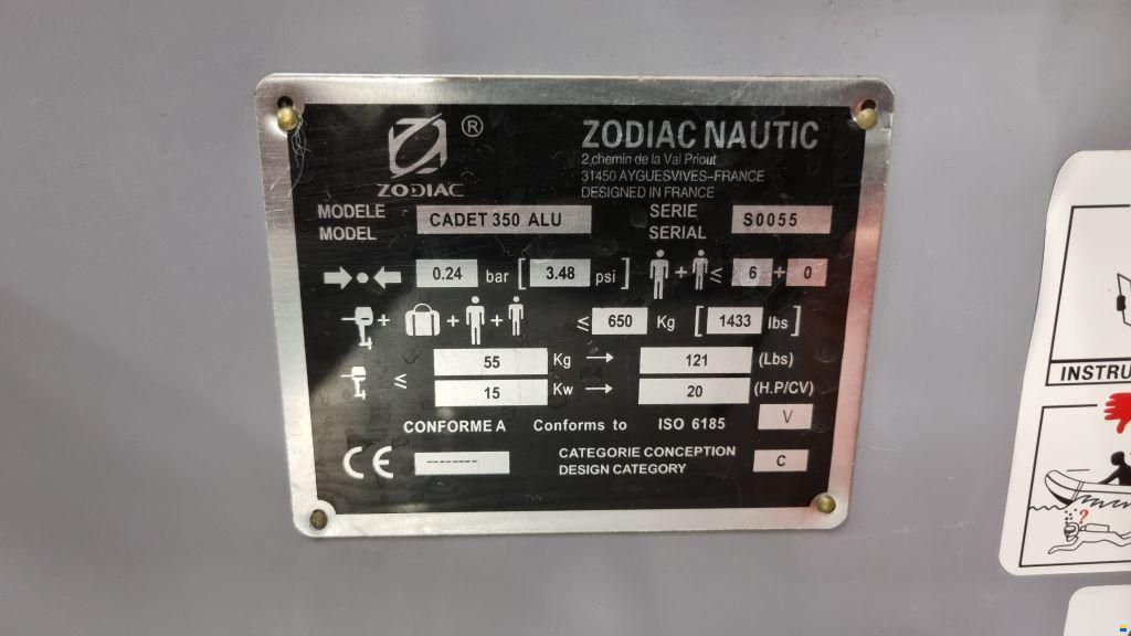 Zodiac Cadet 350ALU met Yamaha F6 en trailer (z