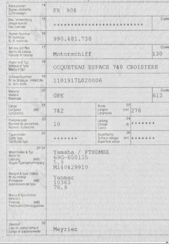 Ocqueteau ESPACE 740, Version Croisière