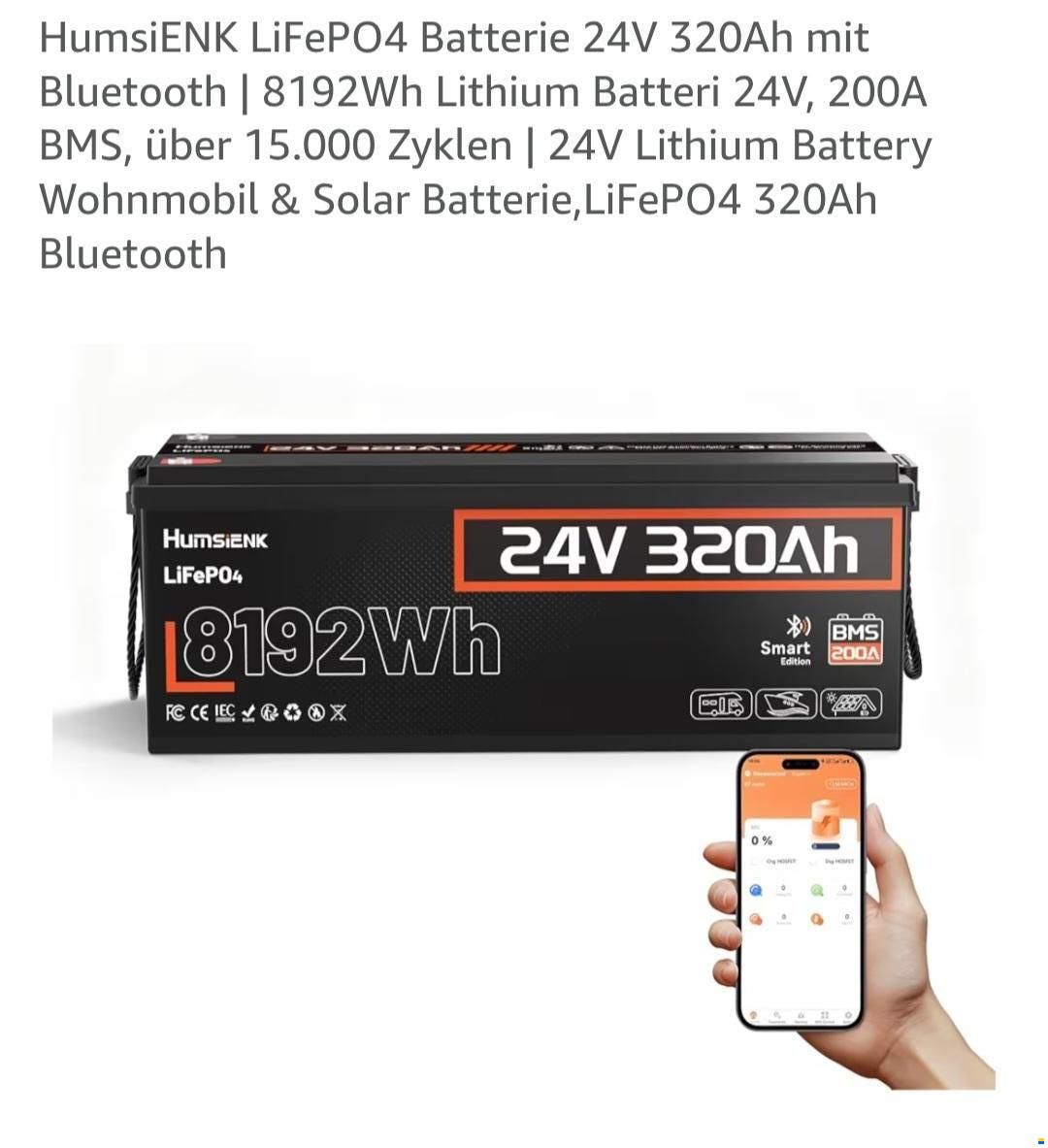 HumsiENK LifePO4-Batterie 320Ah-Bluetoot