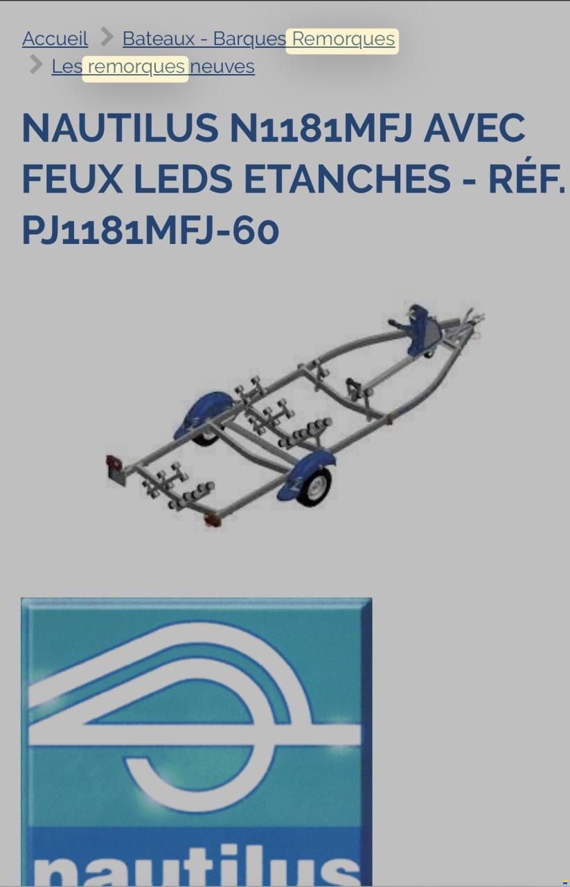 Nautilus (FR) Remorque PJ1181MFJ 60