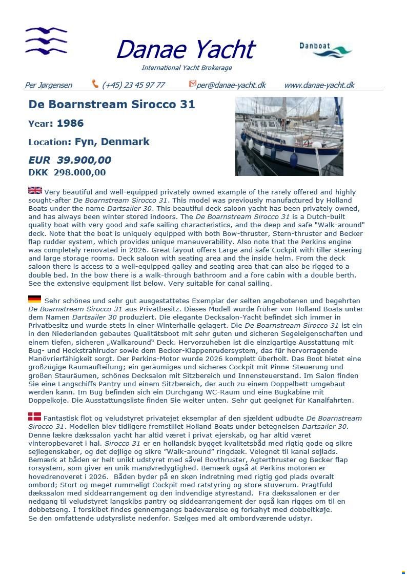 Boarnstream Sirocco 31 DS