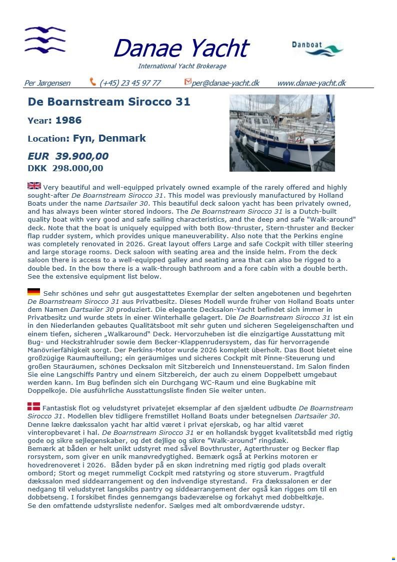 Boarnstream Sirocco 31 DS