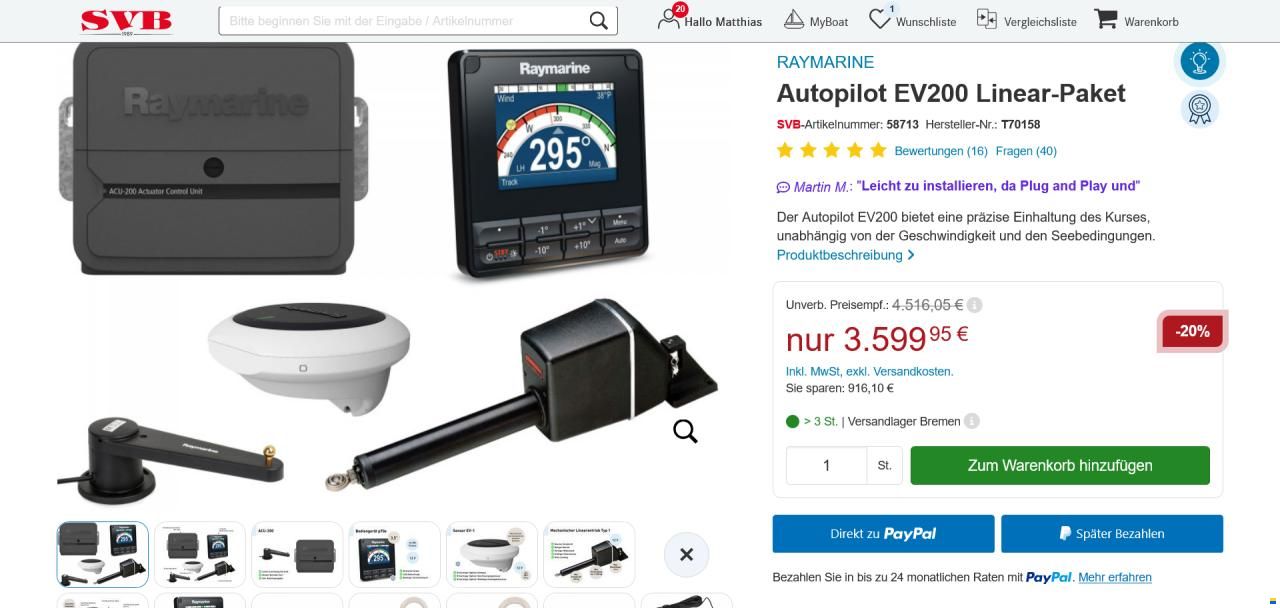 RAYMARINE Autopilot EV200 Linear-Paket