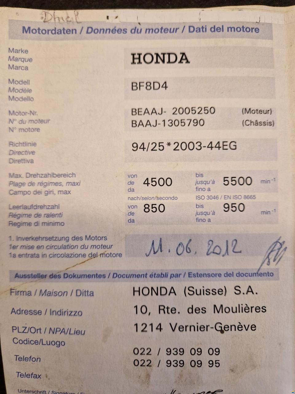 Honda Moteur 8CV hors-bord Honda BF8D