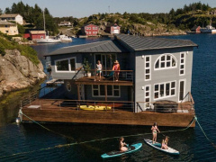 Grey Floating House Houseboat